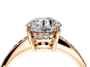 Solitaire Engagement Ring Setting for Round Cut Center with Channel-Set Accent Band and Prong Head in Rose Gold