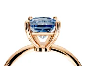 Minimalist Solitaire Engagement Ring Setting for Fancy Blue Radiant Cut Center with Thin Band and Prong Head in Rose Gold