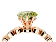 Solitaire Engagement Ring Setting for Fancy Yellow Heart-Shaped Center with Beaded Bezel Station Band and Prong Head in Rose Gold
