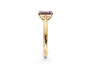 Solitaire Engagement Ring Setting for Fancy Pink Emerald Cut Center with Narrow Cathedral Band and Prong Head in Yellow Gold