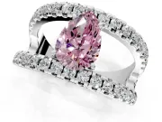 Solitaire Engagement Ring Setting for Fancy Pink Pear-Shaped Center with Wide-Open Split Shank and Prong Head in Platinum
