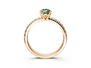 Solitaire Engagement Ring Setting for Fancy Green Pear-Shaped Center with Large Accents and Prong Head in Rose Gold