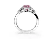 Floral Engagement Ring Setting for Fancy Pink Radiant Cut Center with Marquise Cluster Shoulders and Prong Head in White Gold