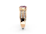 Bezel Engagement Ring Setting for Fancy Pink Round Cut Center with Wide Channel-Set Band and Bezel Head in Rose Gold