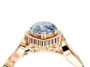 Halo Engagement Ring Setting for Fancy Blue Marquise Center with Leaf Motif Split Shank and Prong Head in Rose Gold