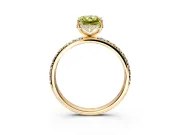 Hidden Halo Engagement Ring Setting for Fancy Yellow Radiant Cut Center with Pave Band and Prong Head in Yellow Gold