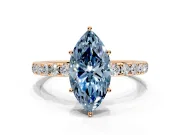 Solitaire Engagement Ring Setting for Fancy Blue Marquise Center with Large Accent Band and Prong Head in Rose Gold