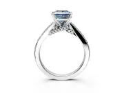Solitaire Engagement Ring Setting for Fancy Blue Princess Cut Center with Crossover Accents and Prong Head in Platinum