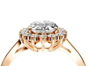 Starburst Halo Engagement Ring Setting for Oval Center with Flat Cathedral Band and Prong Head in Rose Gold