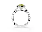 Halo Engagement Ring Setting for Fancy Yellow Round Cut Center with Pave and Plain Twist Band and Prong Head in Platinum