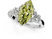 Solitaire Engagement Ring Setting for Fancy Yellow Marquise Center with Marquise Flower Shoulders and Prong Head in White Gold