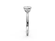 Solitaire Engagement Ring Setting for Princess Cut Center with Engraved Milgrain Band and Prong Head in Platinum