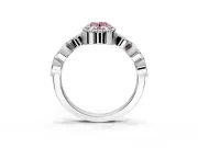 Vintage Station Engagement Ring Setting for Fancy Pink Oval Center with Accents and Prong Head in White Gold