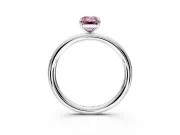 Low-Set Solitaire Engagement Ring Setting for Fancy Pink Emerald Cut Center with Thin Plain Band and Prong Head in Platinum