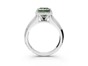 Halo Engagement Ring Setting for Fancy Green Princess Cut Center with Knife Ridge Cathedral Band and Prong Head in White Gold