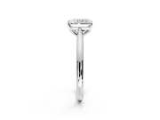 Solitaire Engagement Ring Setting for Radiant Cut Center with Narrow Cathedral Band and Prong Head in Sterling Silver