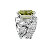 Halo Engagement Ring Setting for Fancy Yellow Emerald Cut Center with Marquise and Pave Bypass Band and Prong Head in Platinum