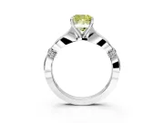 Solitaire Engagement Ring Setting for Fancy Yellow Cushion Cut Center with Carved Leaf Shoulders and Prong Head in Platinum