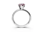 Solitaire Engagement Ring Setting for Fancy Pink Heart-Shaped Center with XO Engraved Band and Prong Head in Platinum