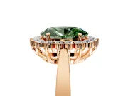 Starburst Halo Engagement Ring Setting for Fancy Green Oval Center with Flat Cathedral Band and Prong Head in Rose Gold