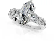 5 Stone Engagement Ring Setting for Marquise Center with Graduated Accents and Prong Head in Sterling Silver
