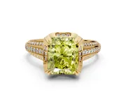 Solitaire Engagement Ring Setting for Fancy Yellow Radiant Cut Center with Accented Split Shank and Prong Head in Yellow Gold