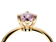 Minimalist Solitaire Engagement Ring Setting for Fancy Pink Pear-Shaped Center with Thin Band and Prong Head in Yellow Gold