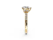 Paired Accent Engagement Ring Setting for Pear-Shaped Center with Pave Band and Prong Head in Yellow Gold