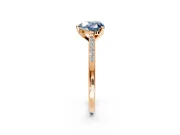 Solitaire Engagement Ring Setting for Fancy Blue Heart-Shaped Center with Channel Accents and Prong Head in Rose Gold