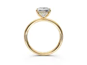 Solitaire Engagement Ring Setting for Princess Cut Center with Plain Band, Open Basket and Prong Head in Yellow Gold
