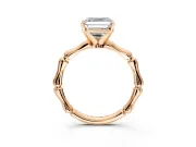 Solitaire Engagement Ring Setting for Asscher Cut Center with Bamboo Band and Prong Head in Rose Gold