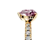 Solitaire Engagement Ring Setting for Fancy Pink Heart-Shaped Center with Large Accents and Prong Head in Yellow Gold