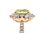 Floral Halo Engagement Ring Setting for Fancy Yellow Asscher Cut Center with Pave Accents and Prong Head in Rose Gold