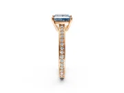 Solitaire Engagement Ring Setting for Fancy Blue Princess Cut Center with Channel-Set Accent Band and Prong Head in Rose Gold