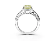 Floral Engagement Ring Setting for Fancy Yellow Asscher Cut Center with Four Accent Clusters and Prong Head in Platinum