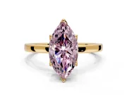 Solitaire Engagement Ring Setting for Fancy Pink Marquise Center with Thin Rounded Plain Band and Prong Head in Yellow Gold