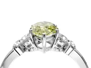 Solitaire Engagement Ring Setting for Fancy Yellow Marquise Center with Marquise Flower Shoulders and Prong Head in White Gold