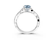 Solitaire Engagement Ring Setting for Fancy Blue Oval Center with Twisted Pave Split Shank and Prong Head in Platinum