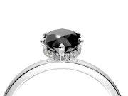 Hidden Halo Engagement Ring Setting for Fancy Black Marquise Center with Plain Band and Tall Prong Head in Platinum