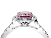 Floral Engagement Ring Setting for Fancy Pink Radiant Cut Center with Pave Band and Floral Prong Head in Sterling Silver