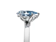 Solitaire Engagement Ring Setting for Fancy Blue Pear-Shaped Center with Thin Rounded Plain Band and Prong Head in Sterling Silver