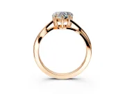 Solitaire Engagement Ring Setting for Heart-Shaped Center with Plain Bypass Twist Band and Prong Head in Rose Gold