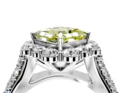 Large Accent Halo Engagement Ring Setting for Fancy Yellow Princess Cut Center with Pave Split Shank and Prong Head in Platinum