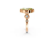 Vintage Station Engagement Ring Setting for Fancy Yellow Marquise Center with Accents and Prong Head in Rose Gold