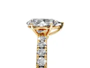 Solitaire Engagement Ring Setting for Pear-Shaped Center with Large Accent Band and Prong Head in Yellow Gold