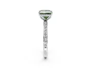 Hidden Halo Engagement Ring Setting for Fancy Green Princess Cut Center with Pave Band and Prong Head in Platinum