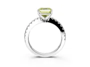 Solitaire Engagement Ring Setting for Fancy Yellow Asscher Cut Center with Single Row Accent Band and Prong Head in Platinum