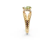 Halo Engagement Ring Setting for Fancy Yellow Heart-Shaped Center with Rope Twist Split Shank and Prong Head in Yellow Gold