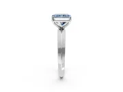 Solitaire Engagement Ring Setting for Fancy Blue Radiant Cut Center with Wide Knife Ridge Band and Prong Head in White Gold