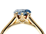 Solitaire Engagement Ring Setting for Fancy Blue Heart-Shaped Center with Cathedral Band and Prong Head in Yellow Gold